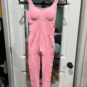Pink Ribbed Jumpsuit